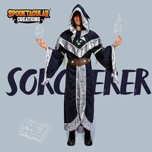 Spooktacular Creations Sorcerer Costume Adult Small With Hooded Shawl & Belt